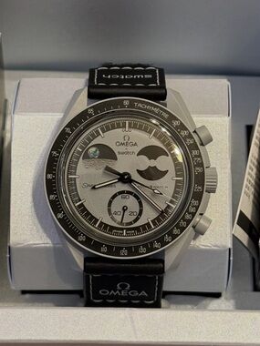Swatch Black and Silver Speedmaster-Inspired Women's